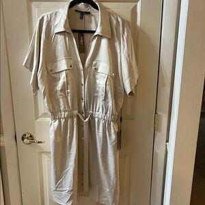NWT White House Black Market Cream Midi Dress
